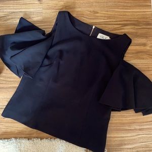 Black fitted cold shoulder top